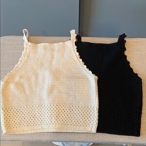 Set of 2 Knit Wilfred Tank Tops - Black, Cream